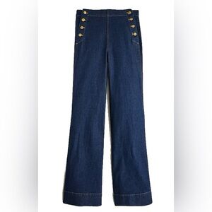 J. Crew Dark Blue Flare Jeans with Gold Buttons